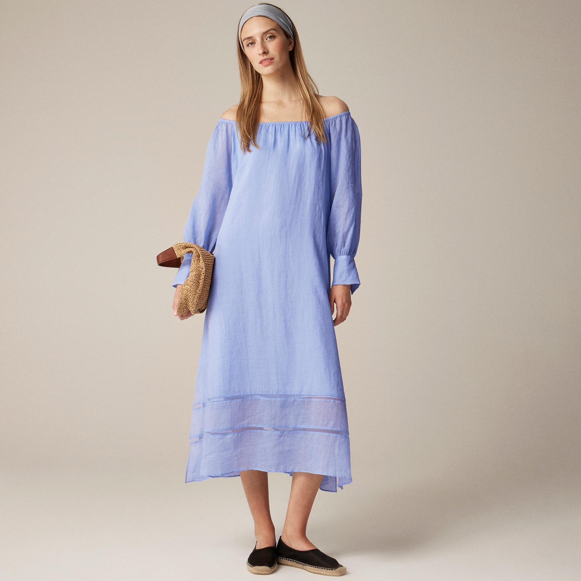 Gathered maxi dress in ramie Product Image