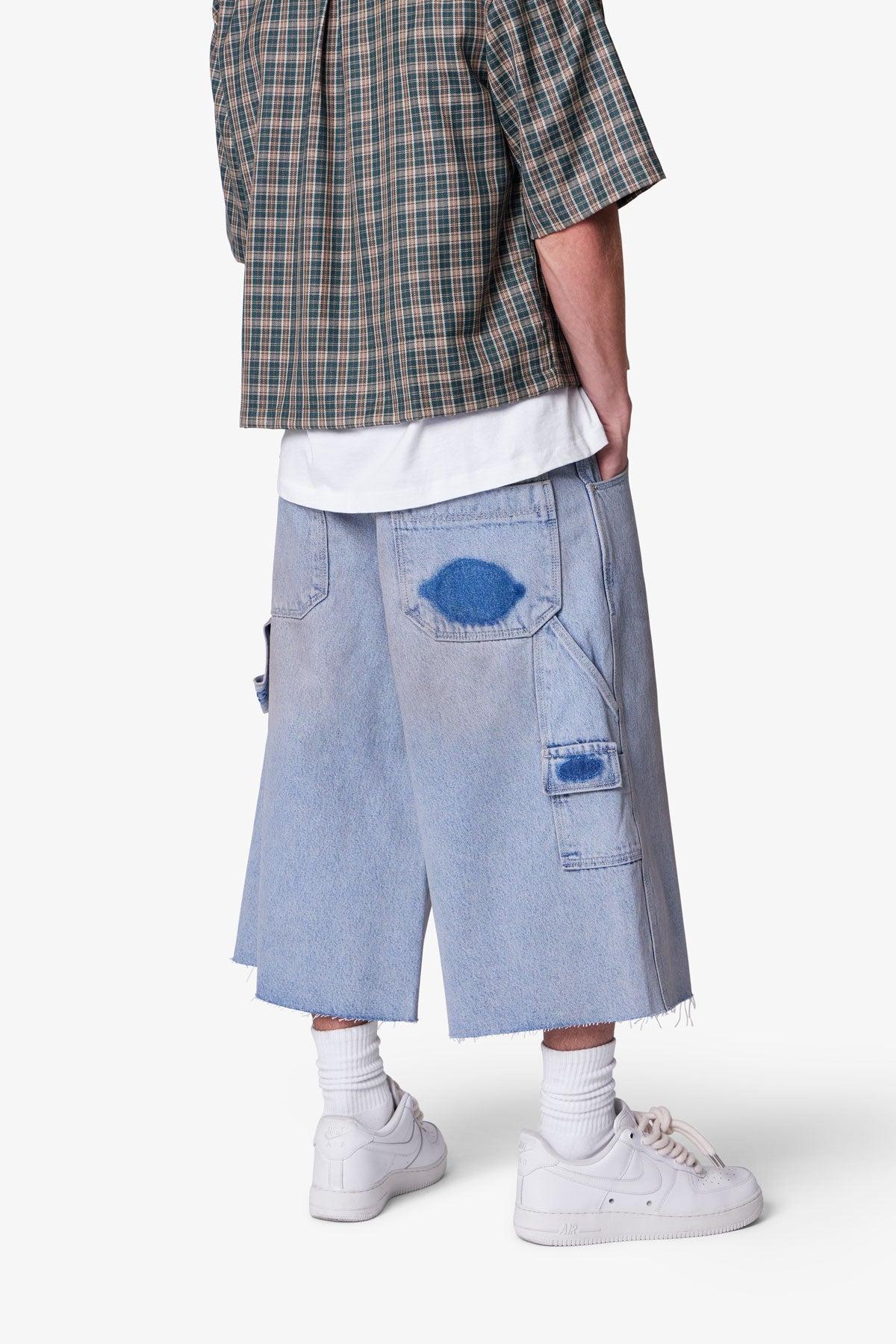 Ultra Baggy Tool Denim Shorts - Light Blue Product Image