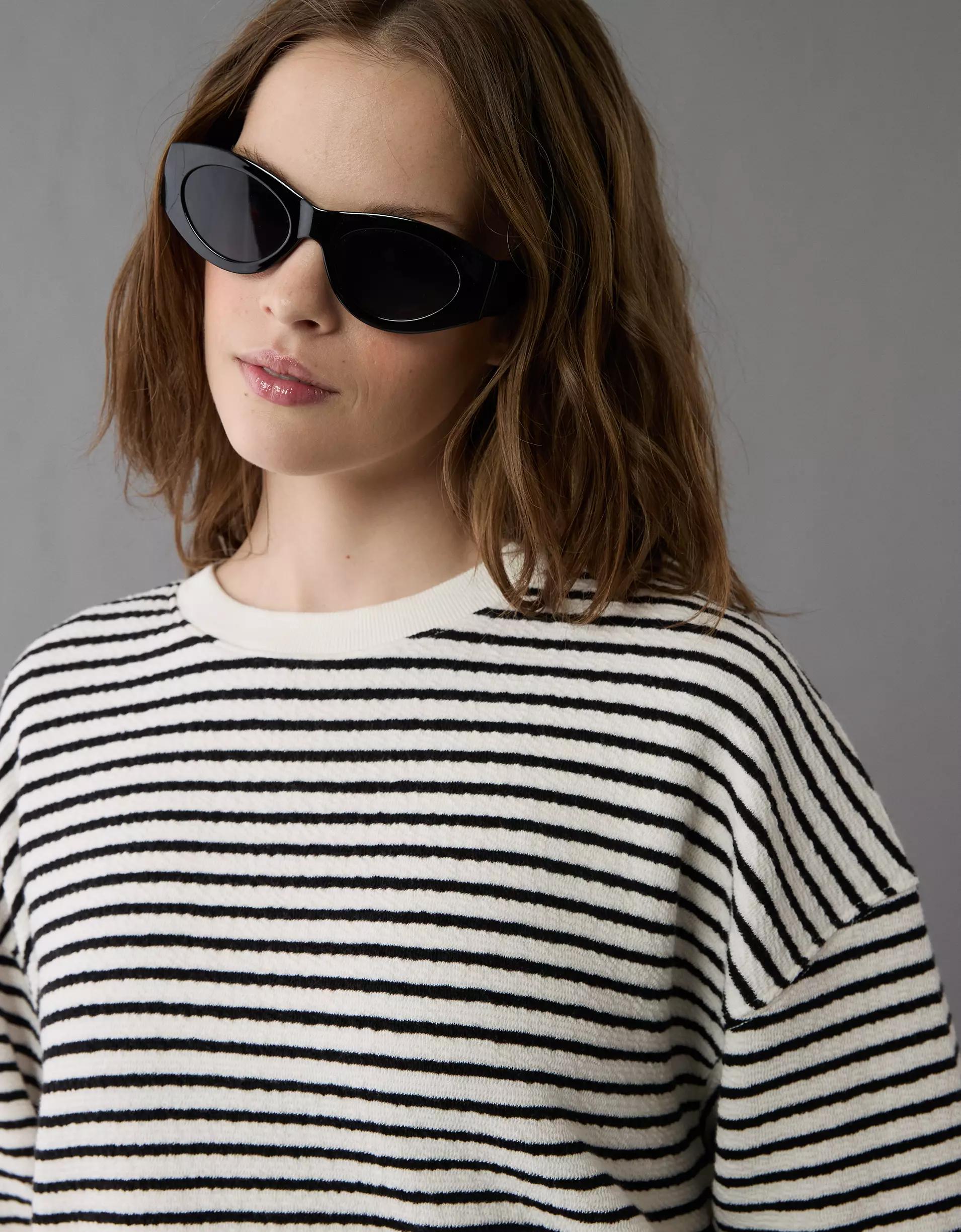 AE Oversized Striped Sweatshirt Product Image