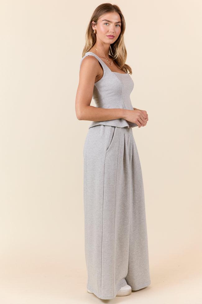 Casual Comfort Knit Grey Tank and Pants Set Product Image