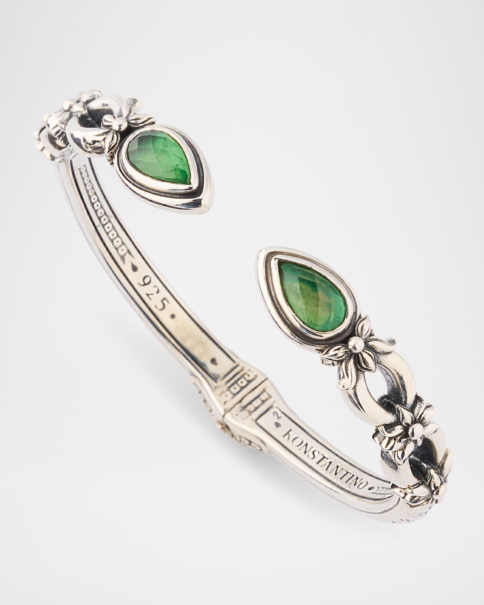 Ivy Rock Crystal, Aventurine and MOP Triplet Cuff Bracelet Product Image