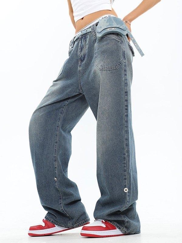 Denim Blue Baggy Boyfriend Jeans Product Image