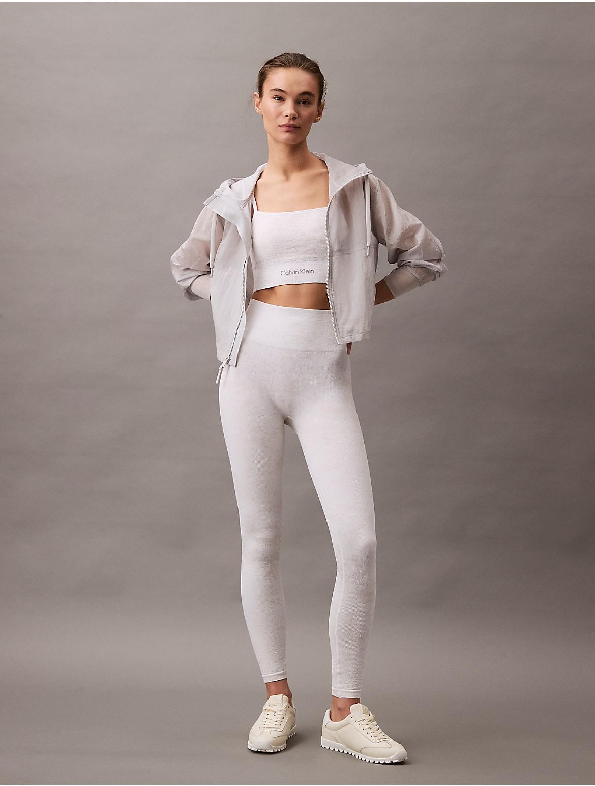 Calvin Klein Womens CK Sport Seamless Print Leggings - White Product Image