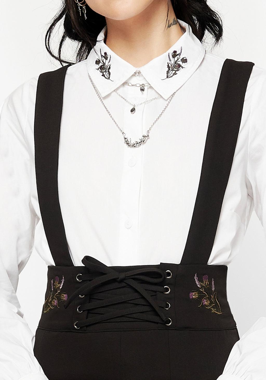 Despair Cotton Thistle Embroidered Button Up Shirt Product Image