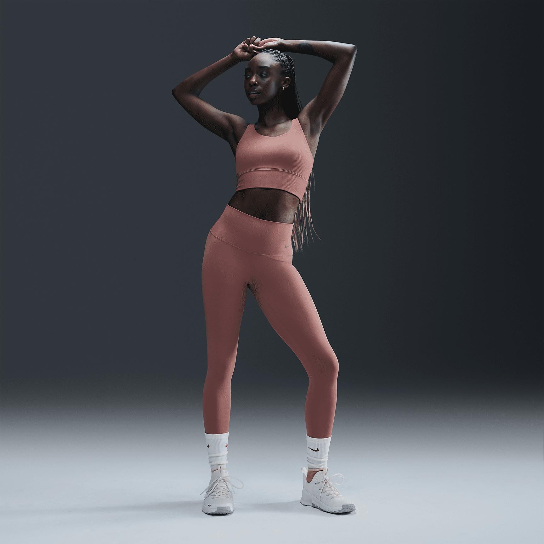 Nike Womens Zenvy Rib Light-Support Padded Longline Sports Bra | HF1542-652 Product Image