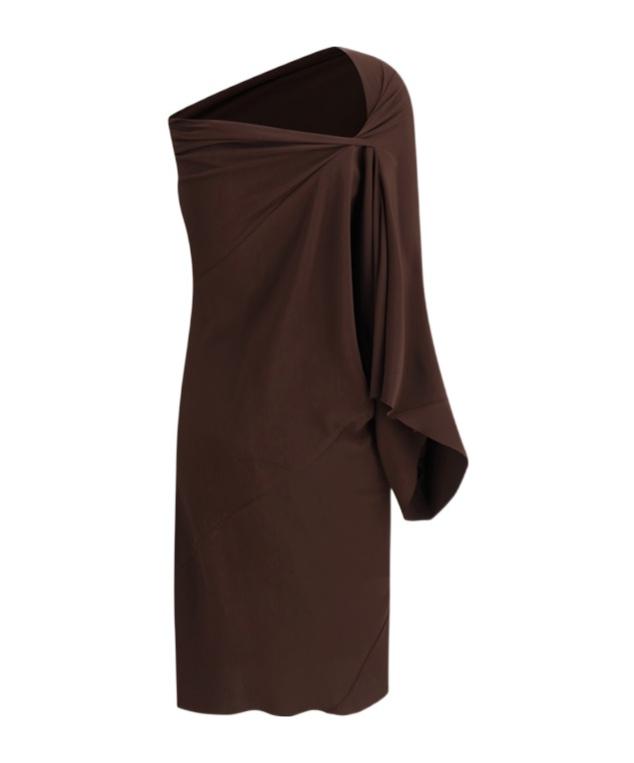 RICK OWENS One-shoulder Draped Dress In Brown Product Image