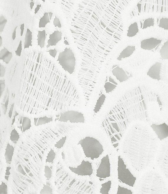 Kasper Lace Open front Collarless 3/4 Sleeve Cardigan Product Image