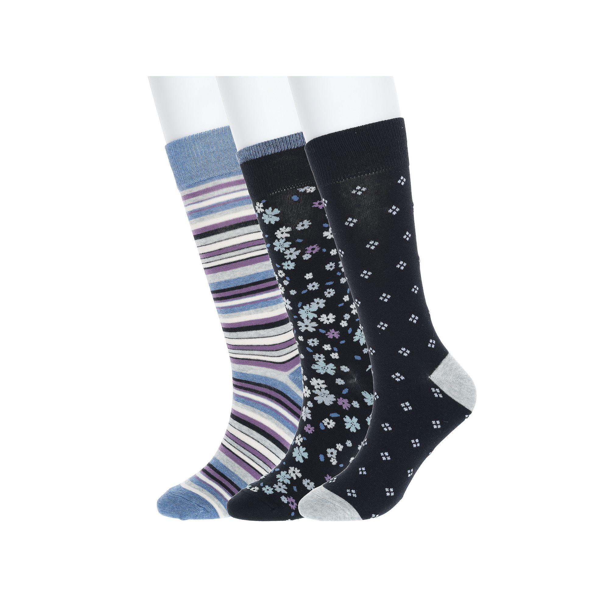 Men's Sonoma Goods For Life® 3-pack Patterned Dress Socks, Grey Blue Floral Product Image