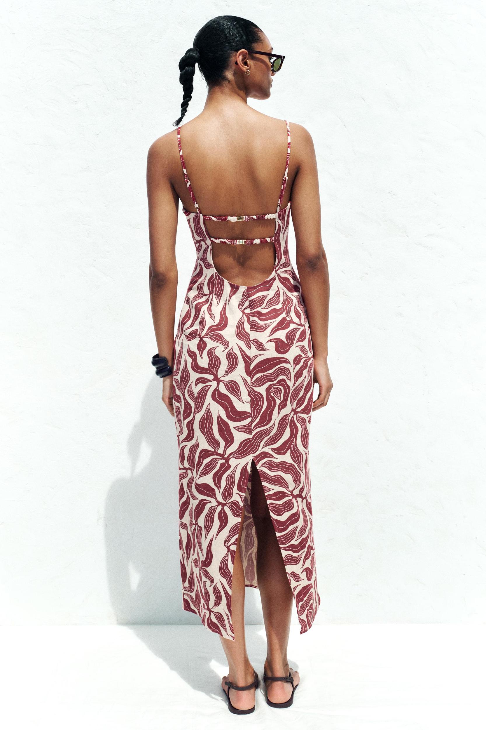 PRINTED RUSTIC LINEN MIDI DRESS Product Image