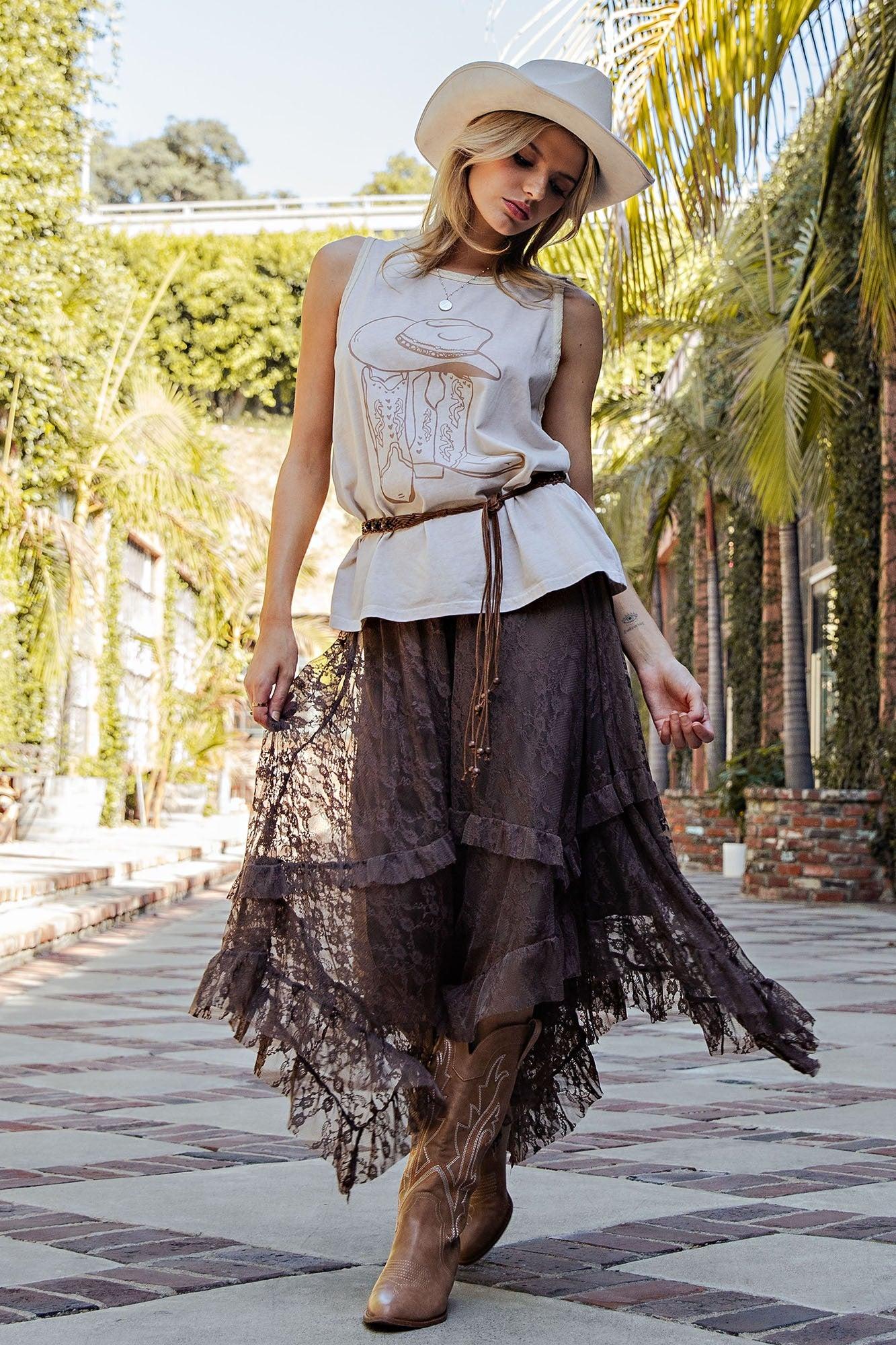 ALLOVER LACE SHARKBITE SKIRT Product Image