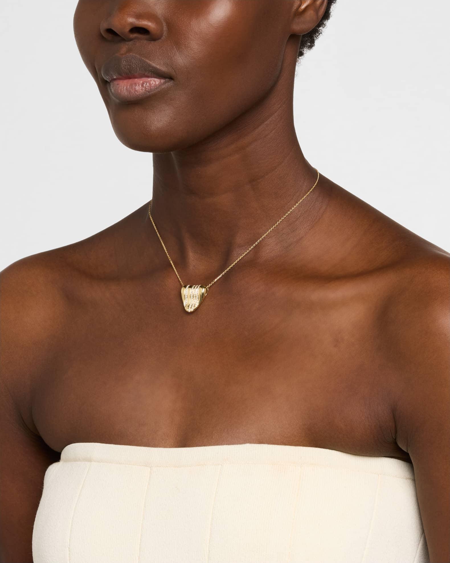 18K Yellow Gold Triangular Pendant Necklace with Diamonds Product Image