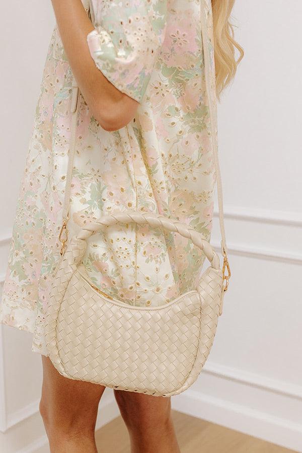 Laken Faux Leather Woven Crossbody in Cream Product Image