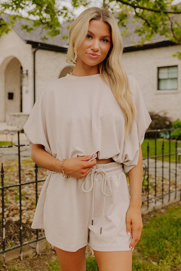 Everyday Chic Bubble Top in Taupe Product Image
