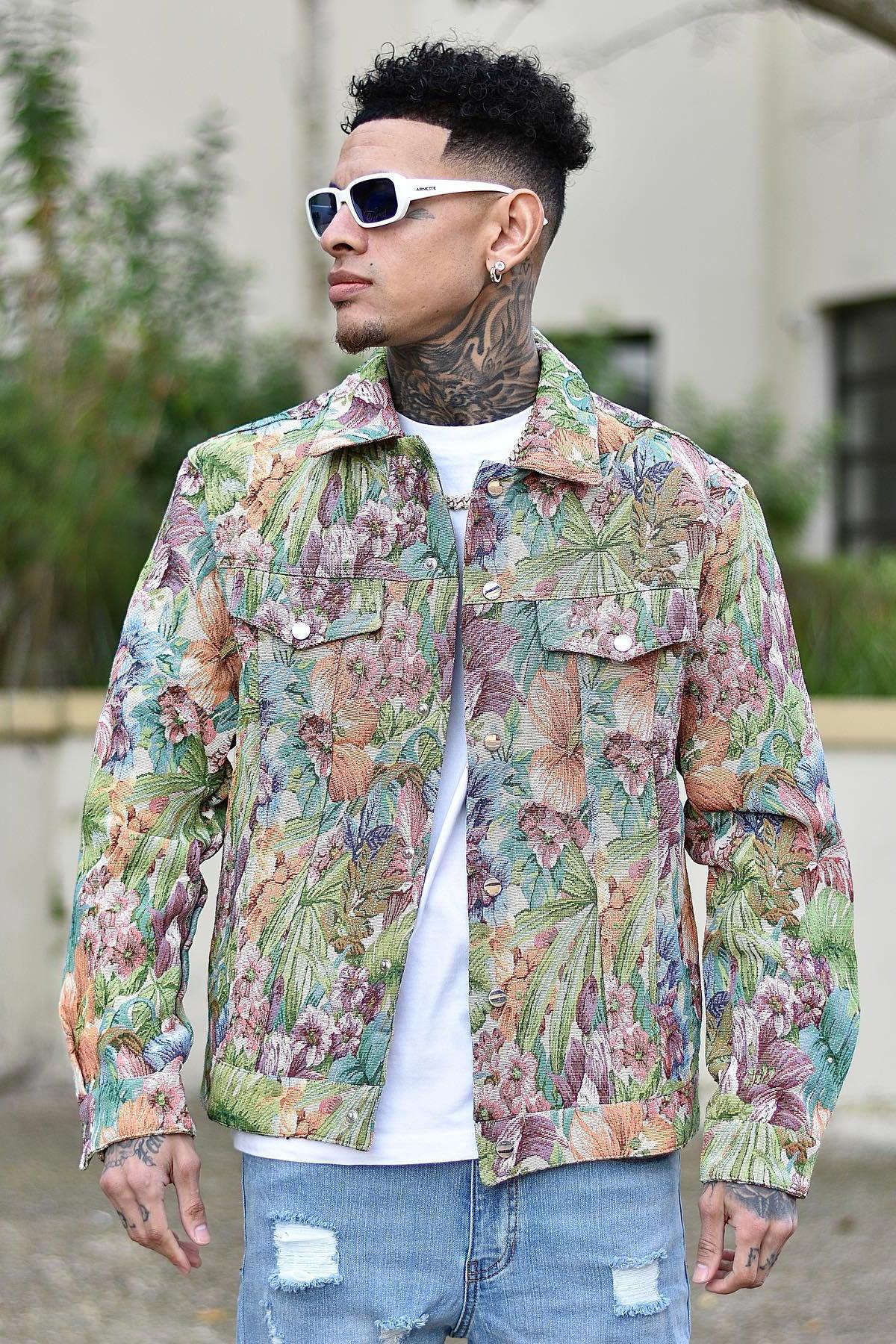 All You Need Is Tapestry Trucker Jacket - Green/combo Product Image