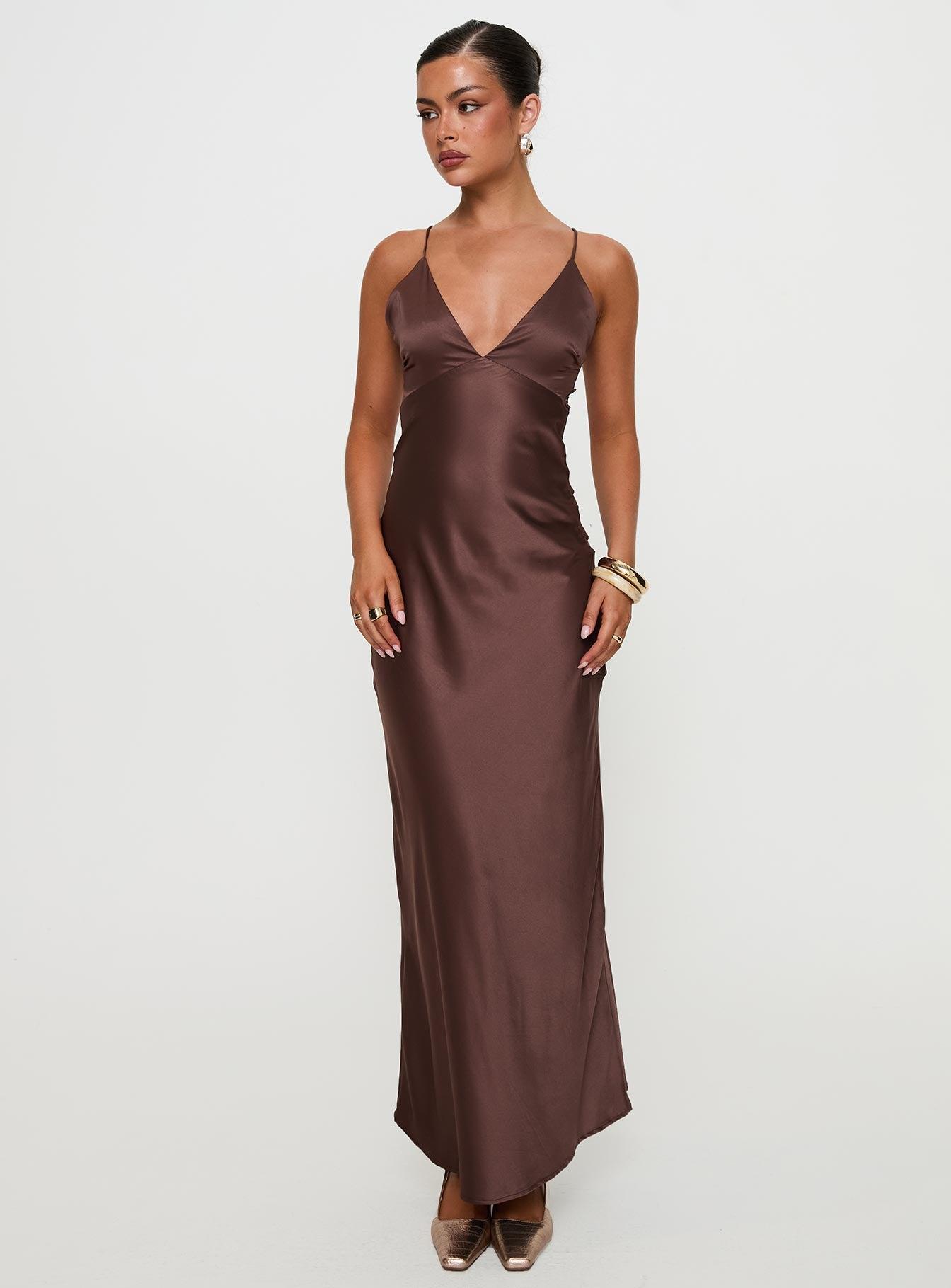 Angels Only Maxi Dress Chocolate Product Image