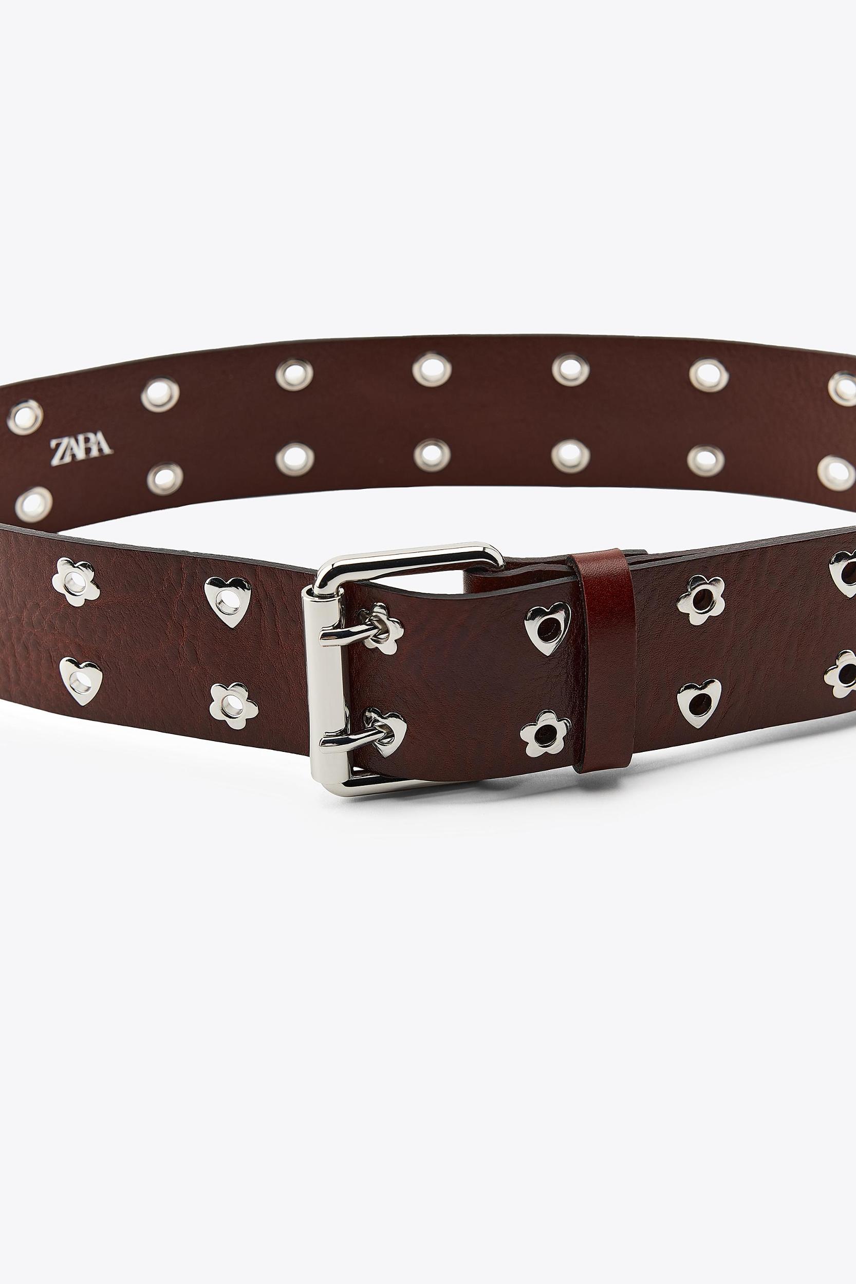 LEATHER HEARTS AND FLOWERS BELT Product Image