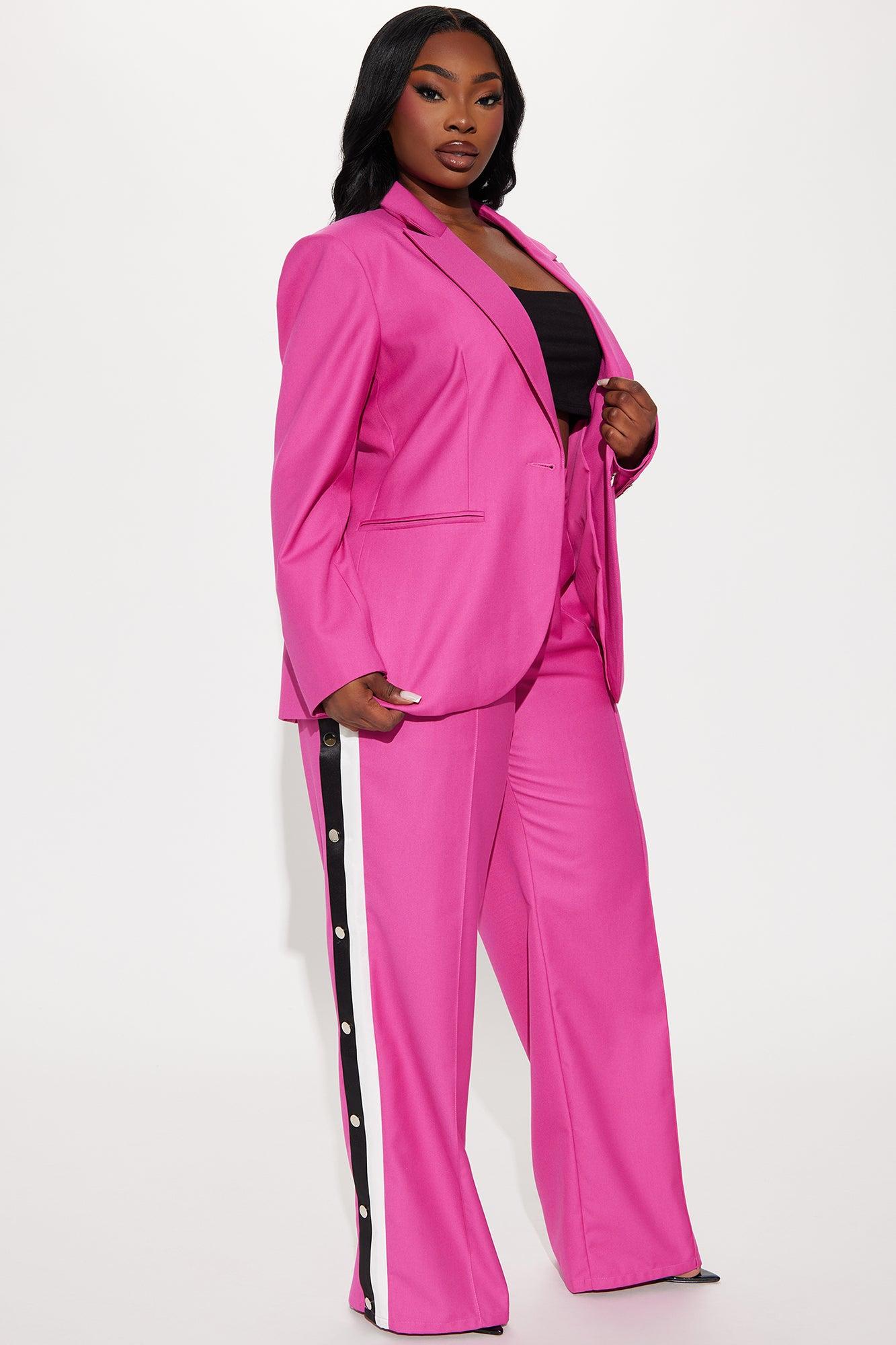 On A Deadline Blazer Pant Set - Pink Product Image