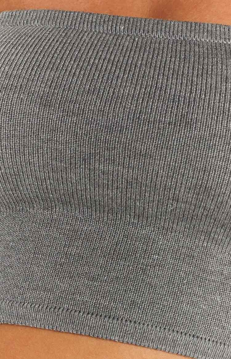 Maggie Grey Knitted Bandeau Crop Top Product Image