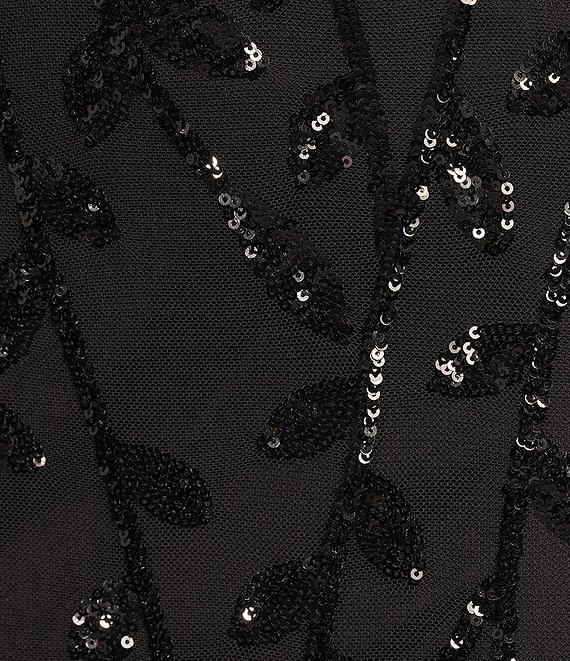 B. Darlin Pattern Sequin Illusion Waist Lace-Up Back Long Dress Product Image