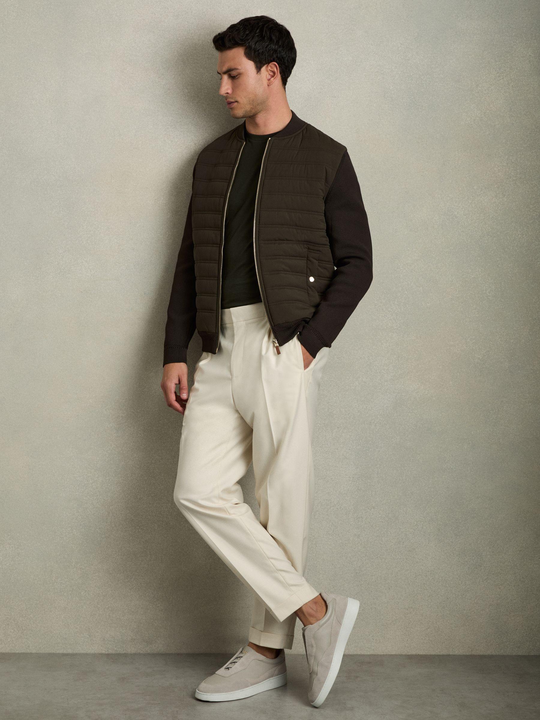 Quilted Hybrid Jacket in Military Green Product Image