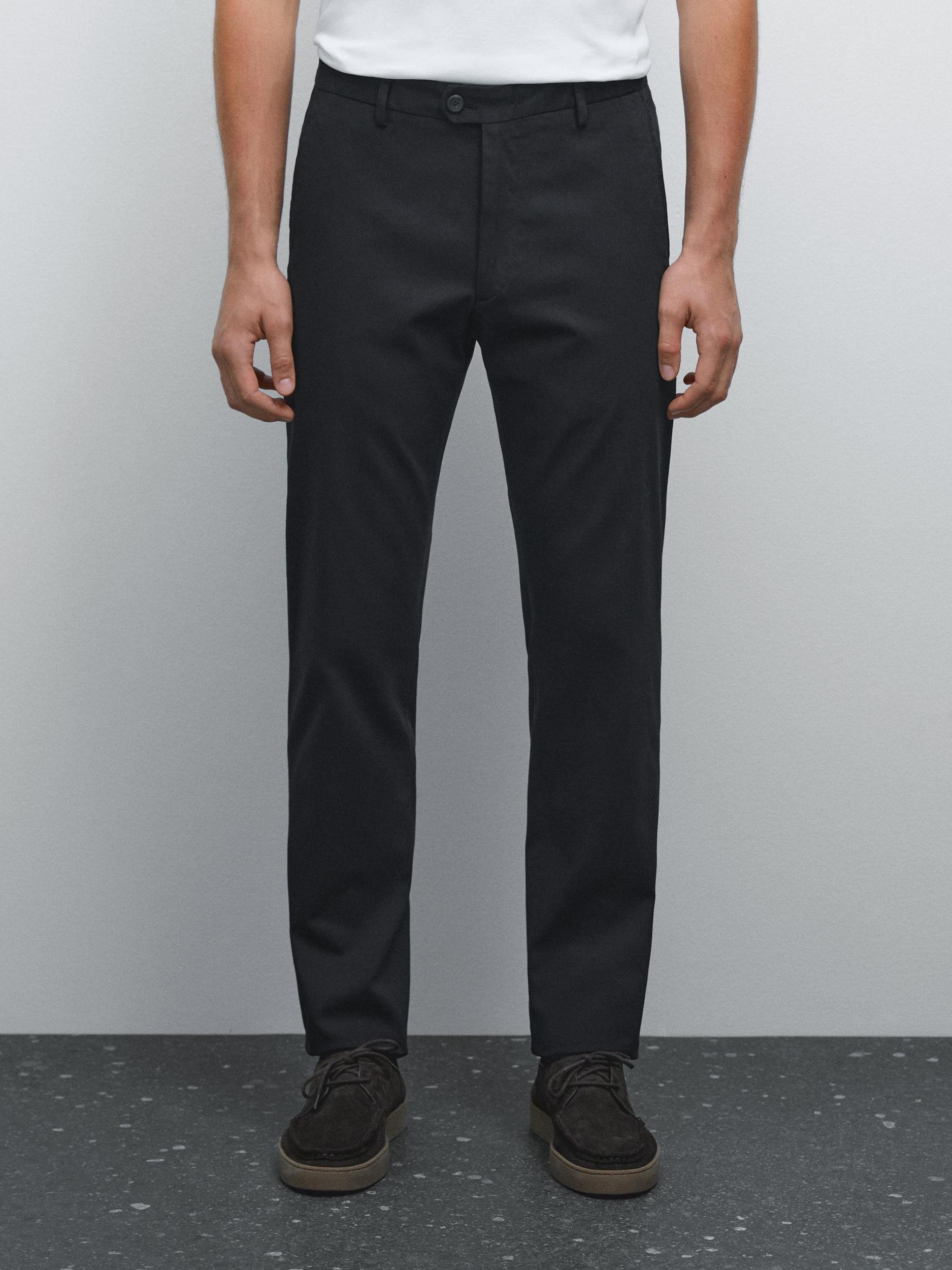 Cotton blend slim fit trousers Product Image
