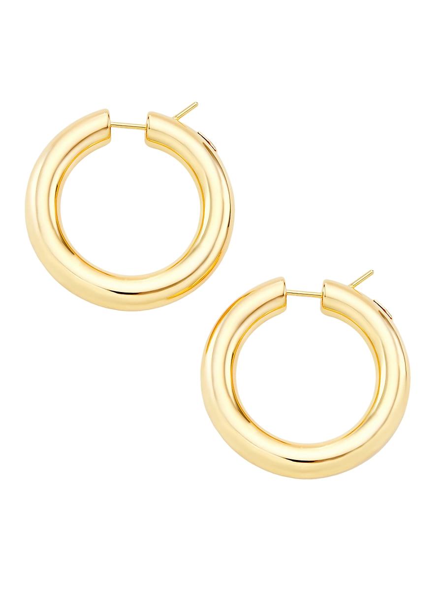Womens 14K Yellow Gold Tubular Hoop Earrings/5MM x 35MM Product Image