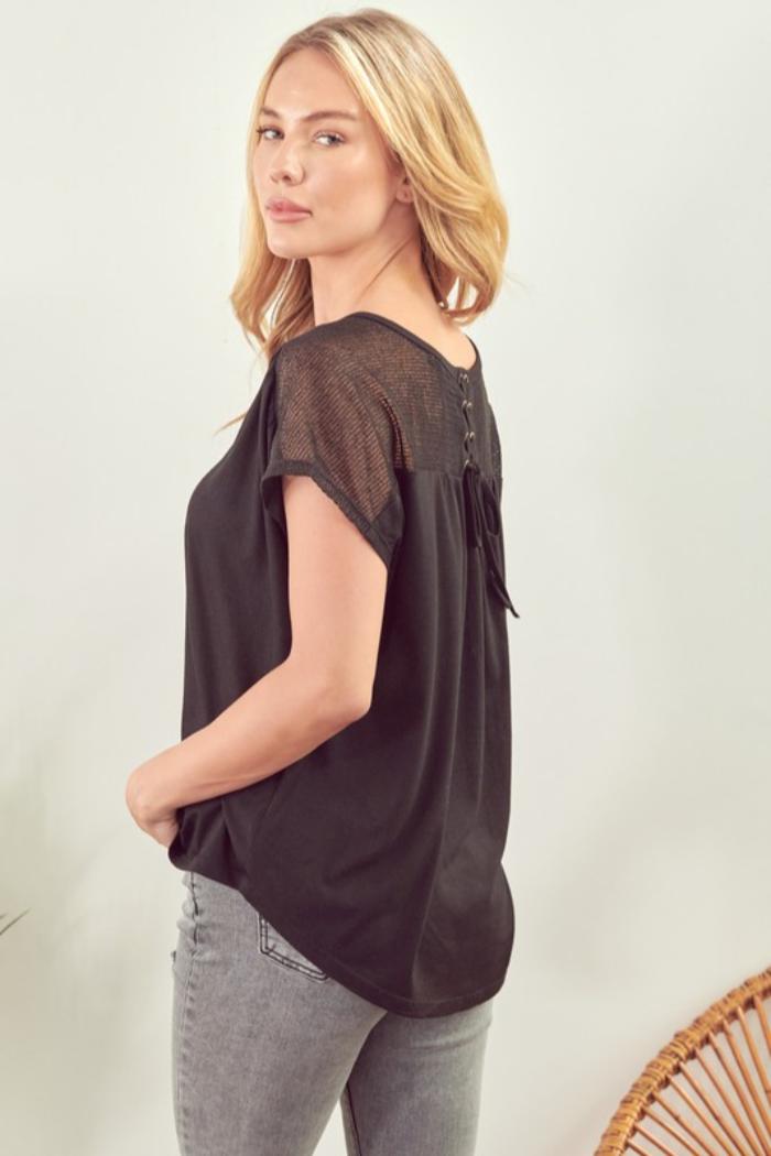 Yoke Back Short Sleeve Top Product Image