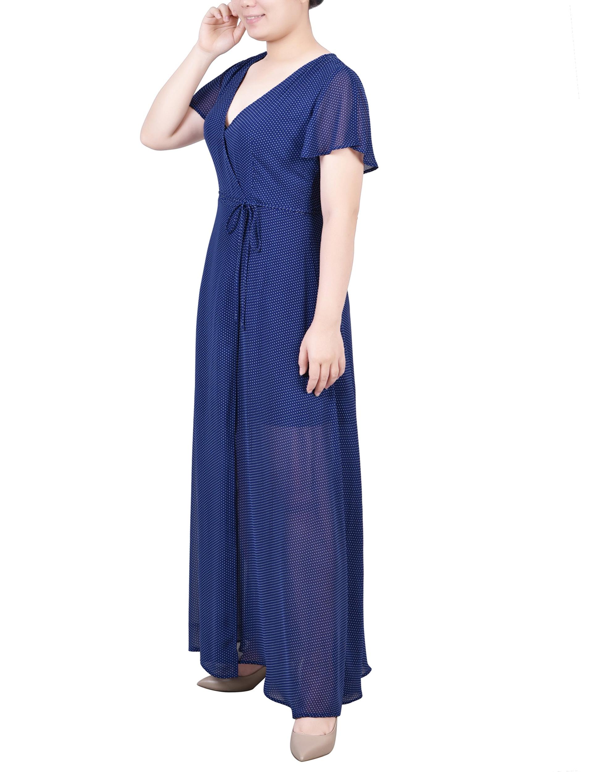 Navy Taranto Short Sleeve Chiffon Wrap Maxi Dress Product Image