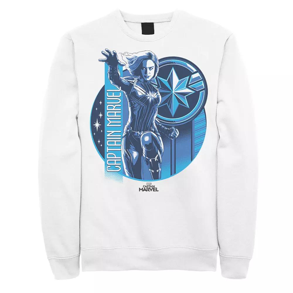 Men's Marvel Marvel Captain Marvel Reflective Blue Circle Logo Graphic Fleece Pullover,  Product Image