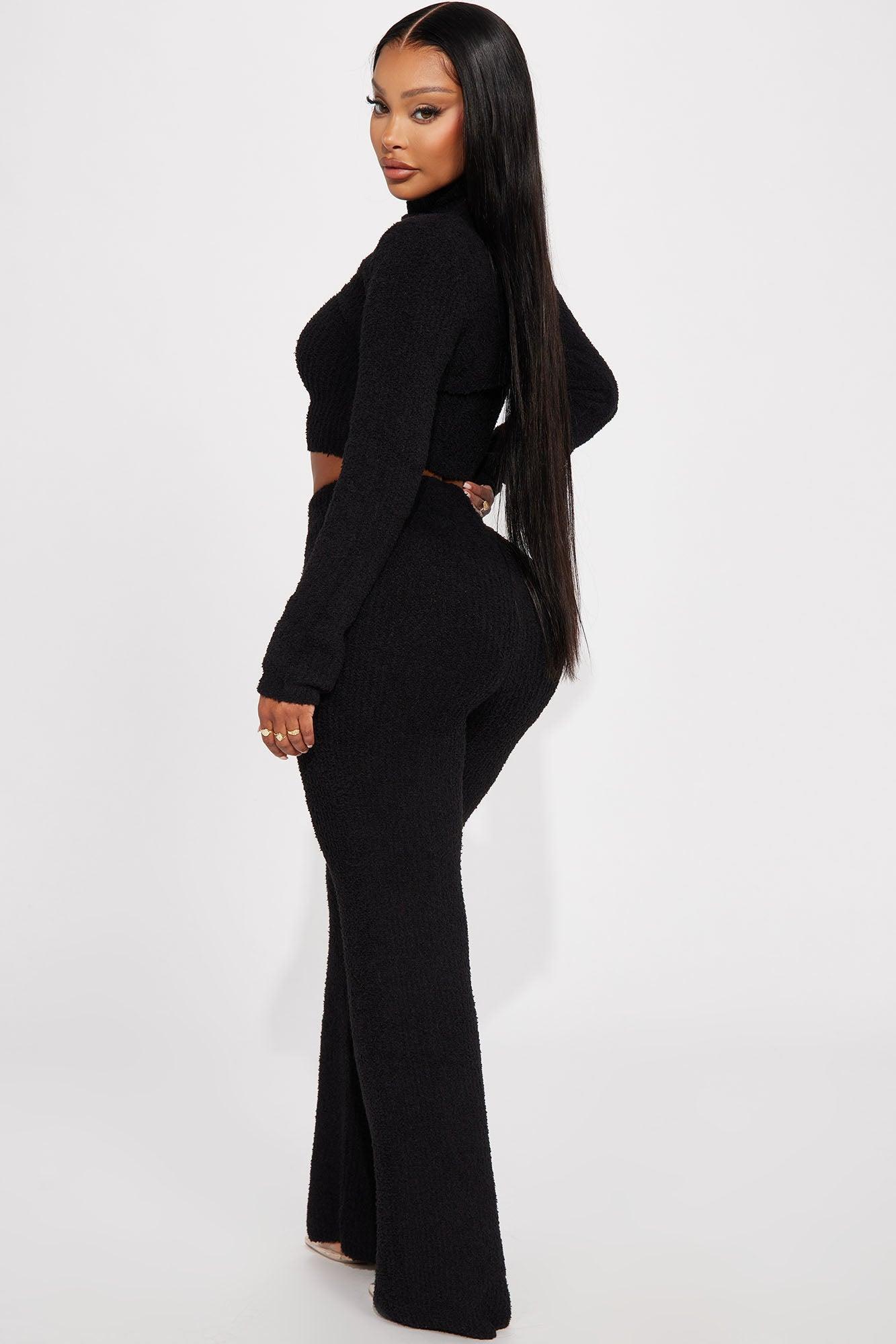 Feeling Cozy 3 Piece Pant Set - Black Product Image