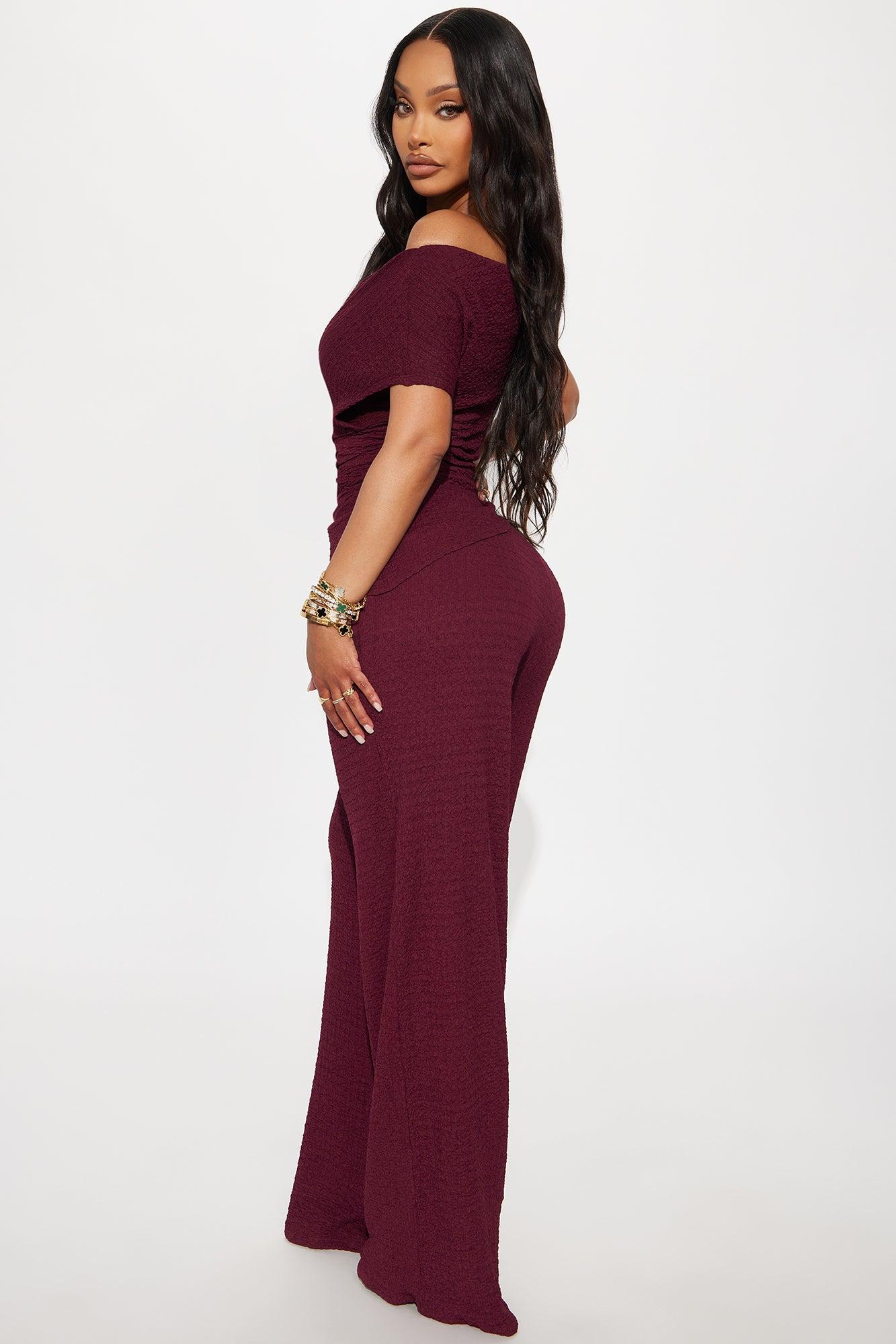 Setting Examples Textured Jumpsuit - Wine Female Product Image