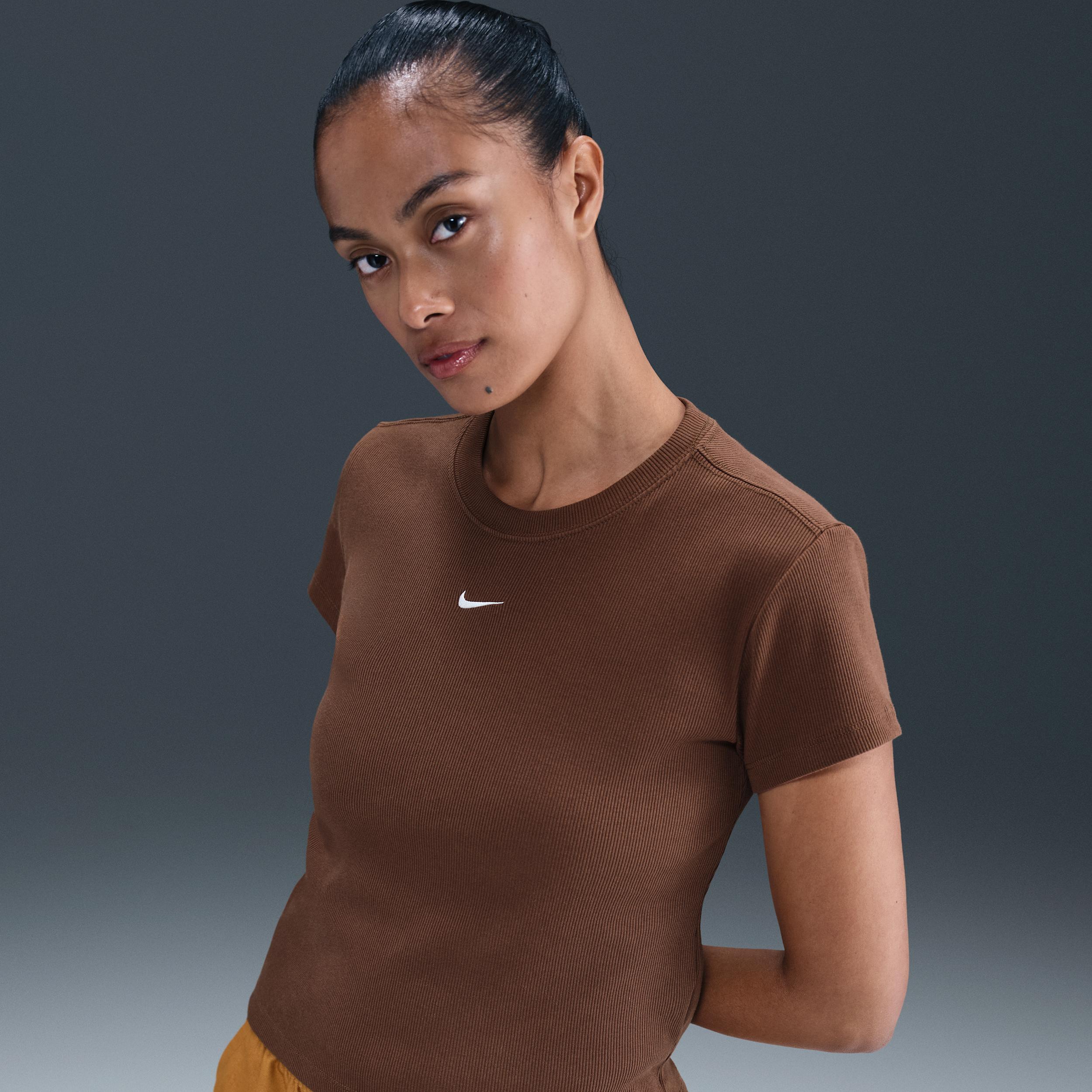 Womens Nike Sportswear Tight Ribbed Short-Sleeve T-Shirt | HV4994-265 Product Image