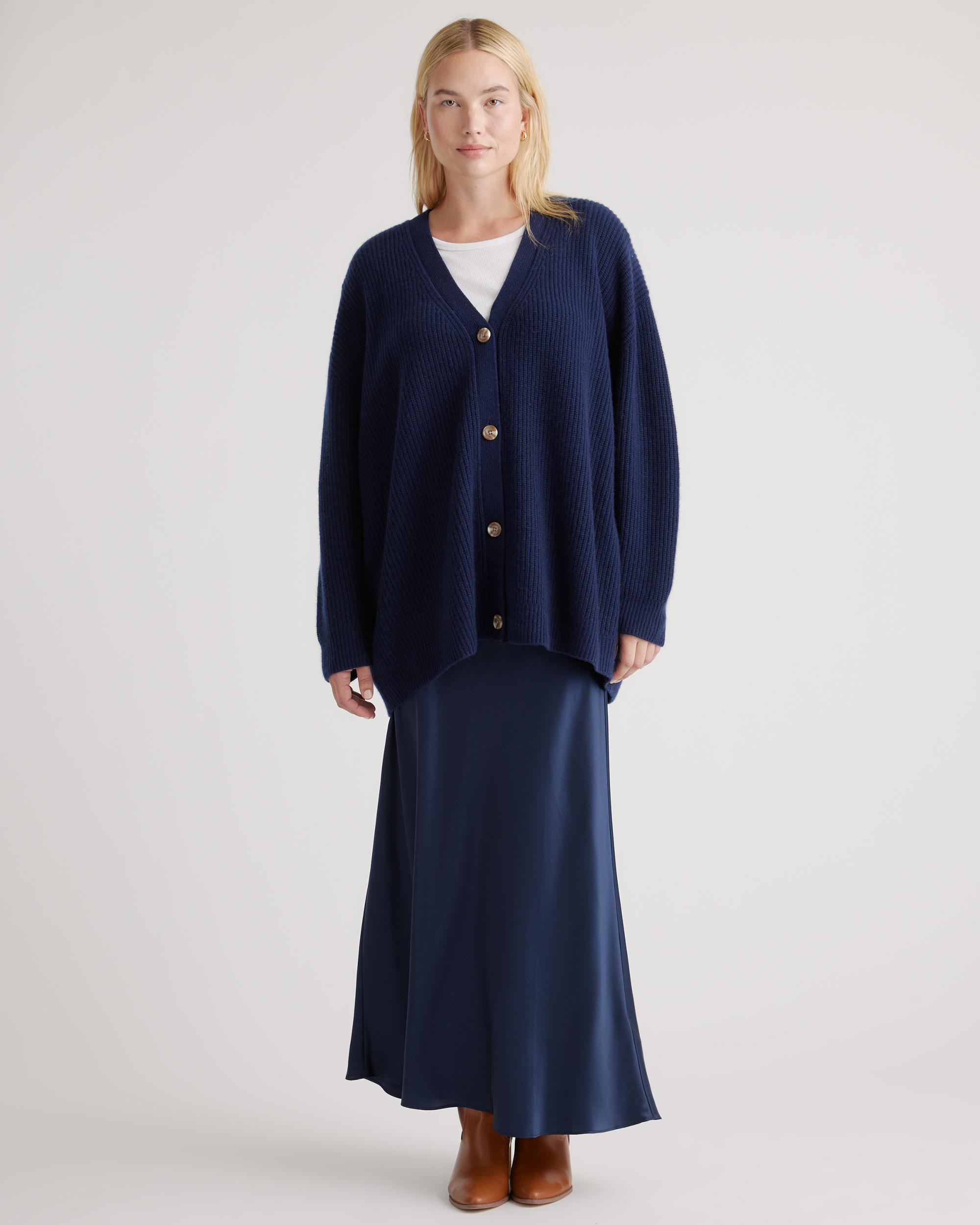 Quince | Women's Mongolian Spring Cashmere OverSized Boyfriend Cardigan Sweater Product Image