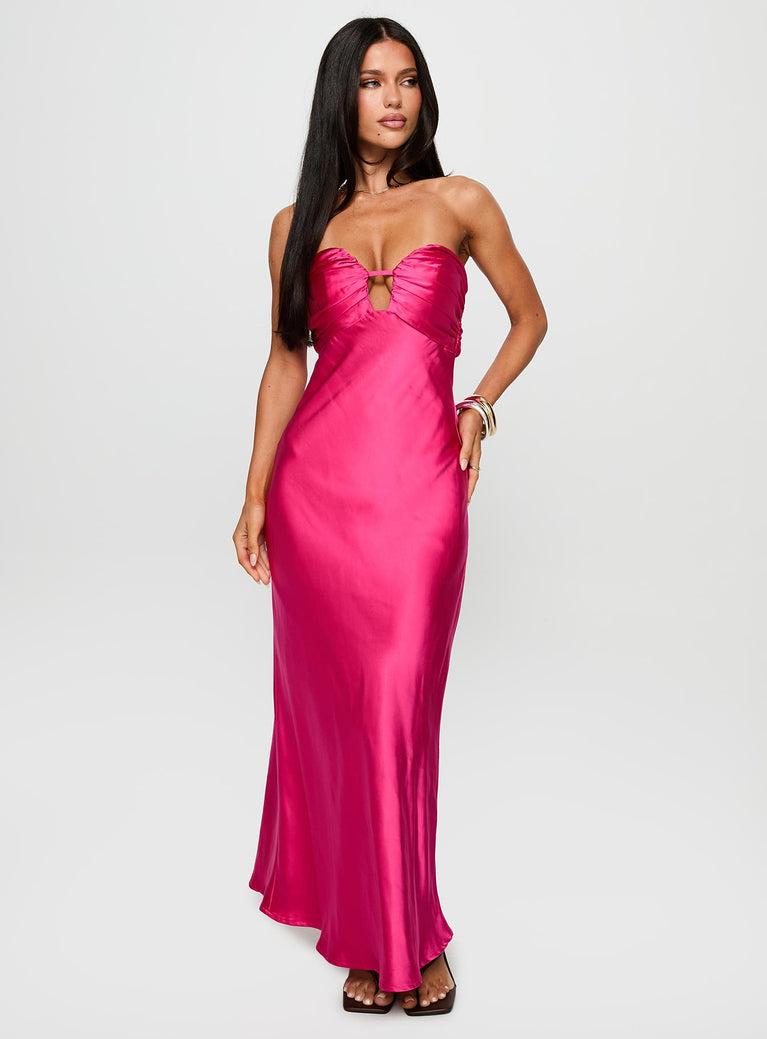 Cyprian Strapless Maxi Dress Hot Pink Product Image