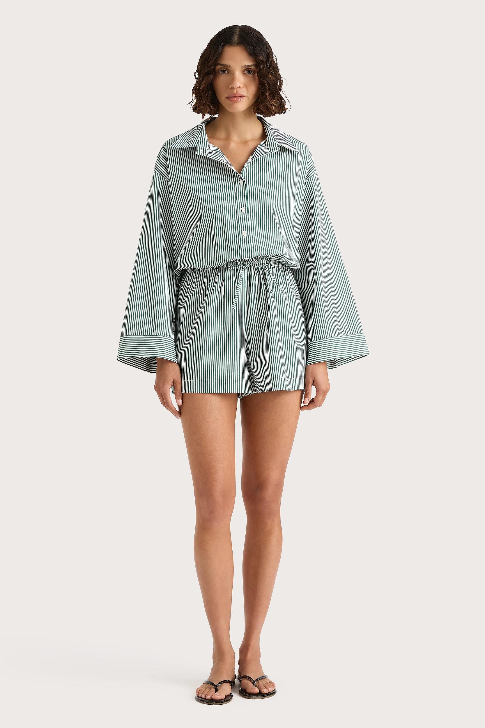 Freja Playsuit Green Stripe - Final Sale Product Image