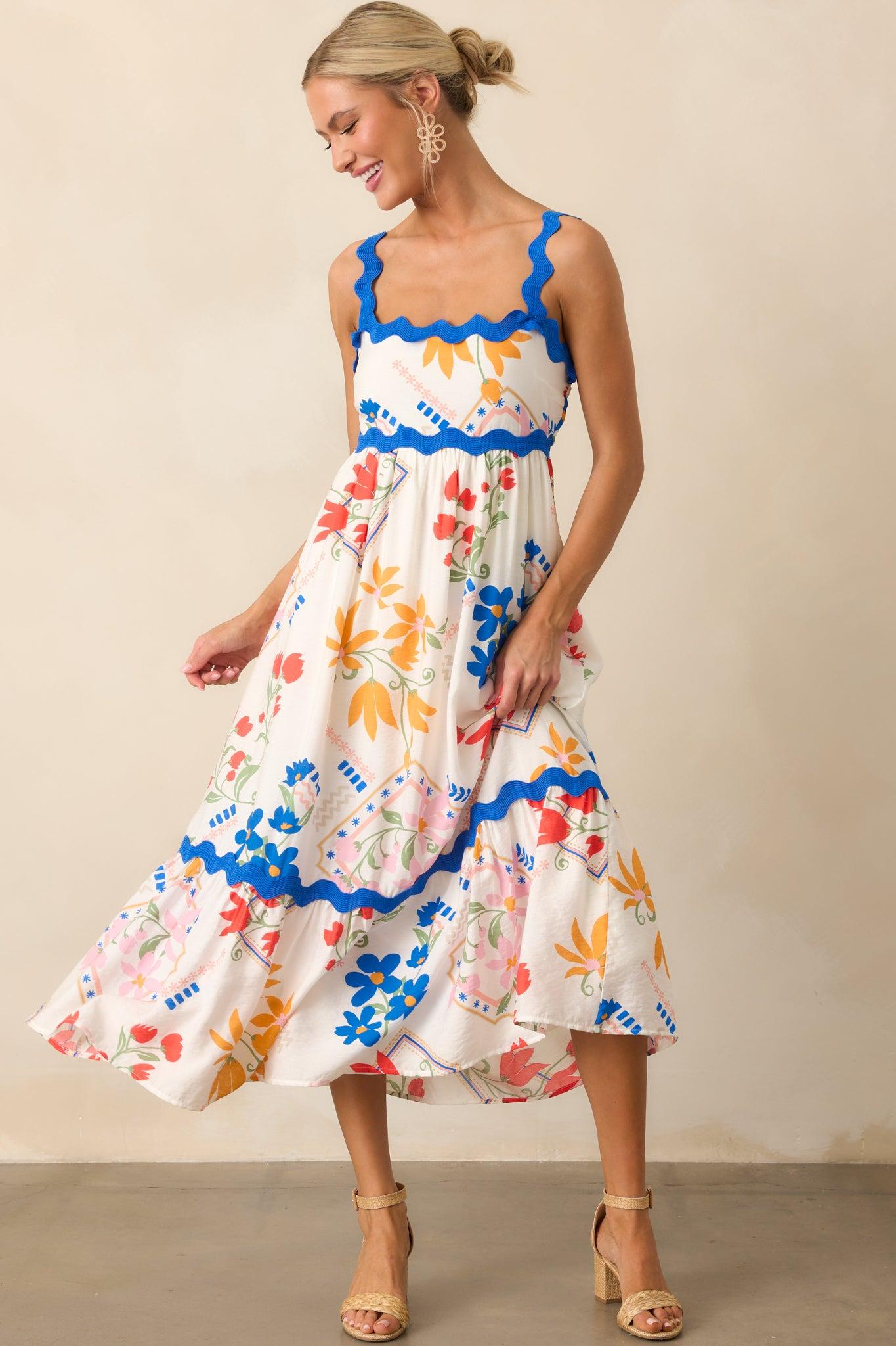 One Day At A Time Ivory Floral Patchwork Maxi Dress Product Image