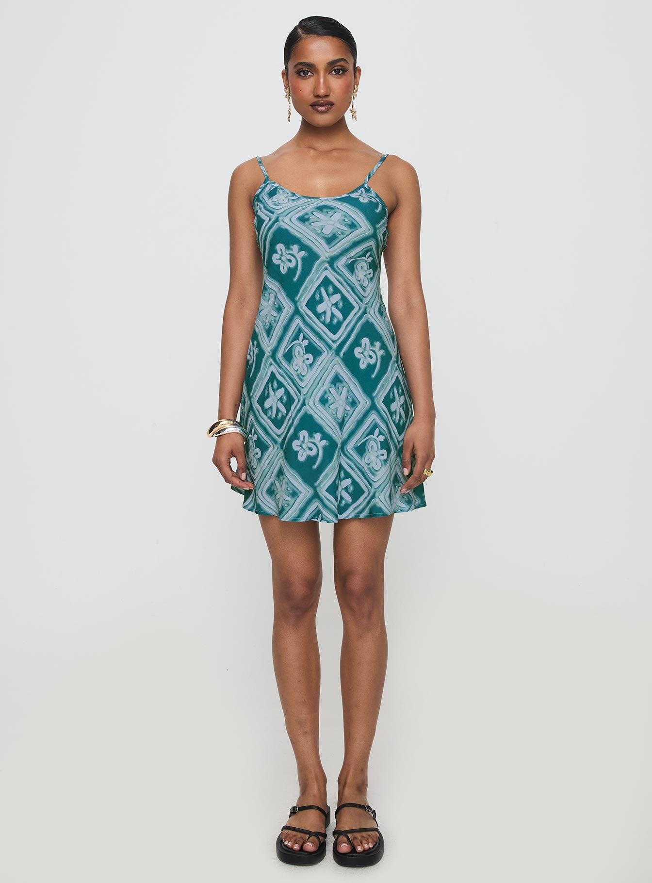 Vittorio Bias Cut Mini Dress Blue Product Image