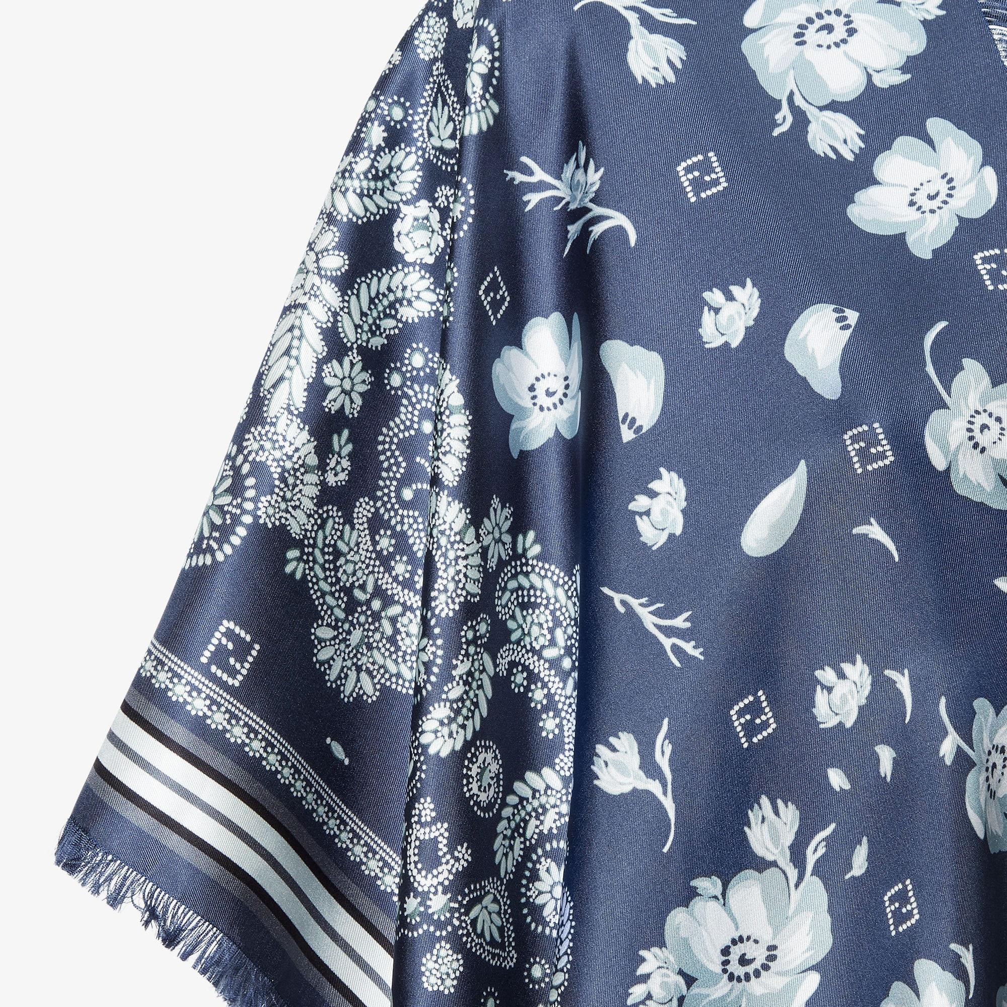 PonchoBlue silk Coral Bandana poncho Product Image