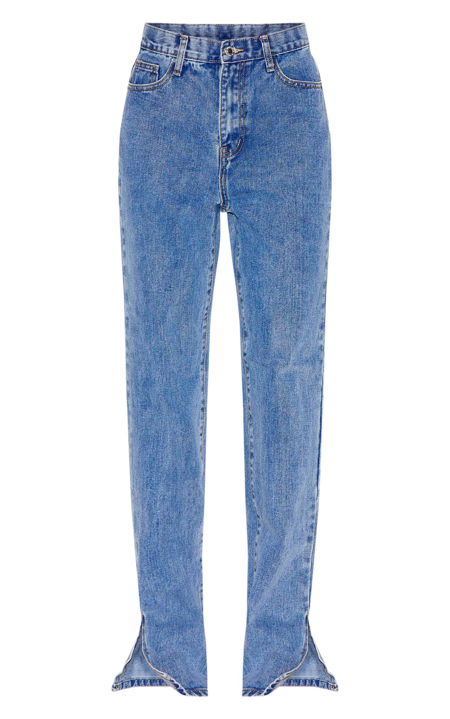 Vintage Wash Split Hem Jeans Product Image