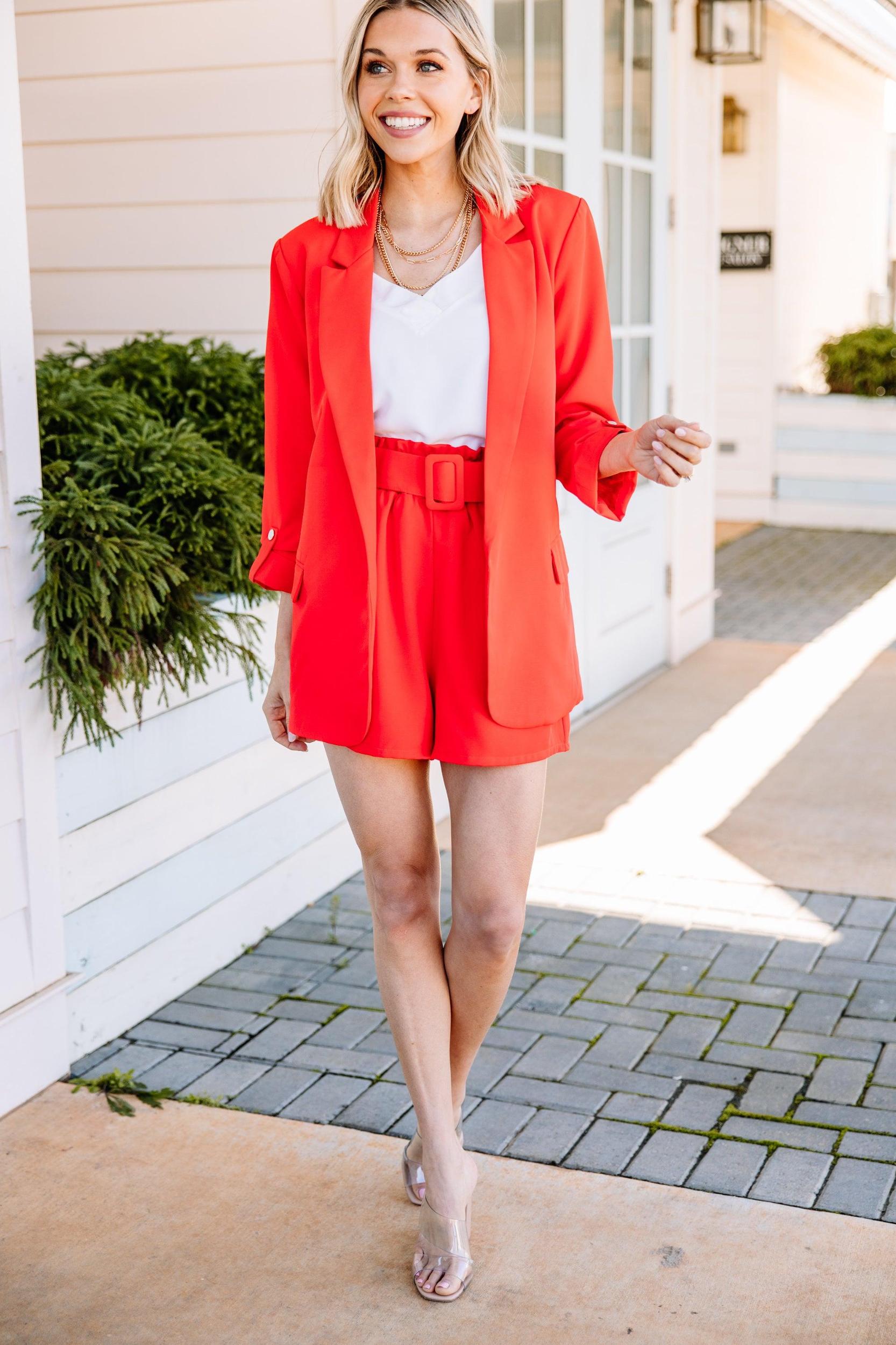 Born Bold Tomato Red Belted Shorts Female Product Image