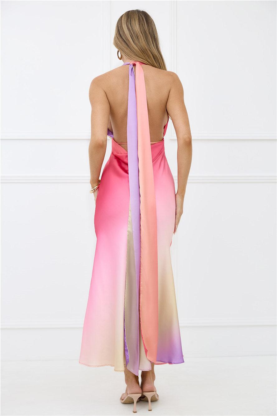 Dreams in Colour Satin Maxi Dress Multi Product Image