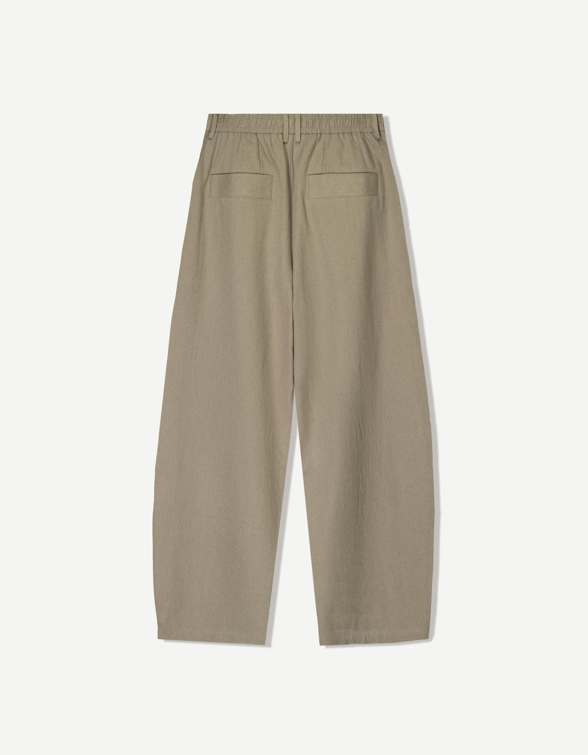 Linen blend tailored baggy pants Product Image