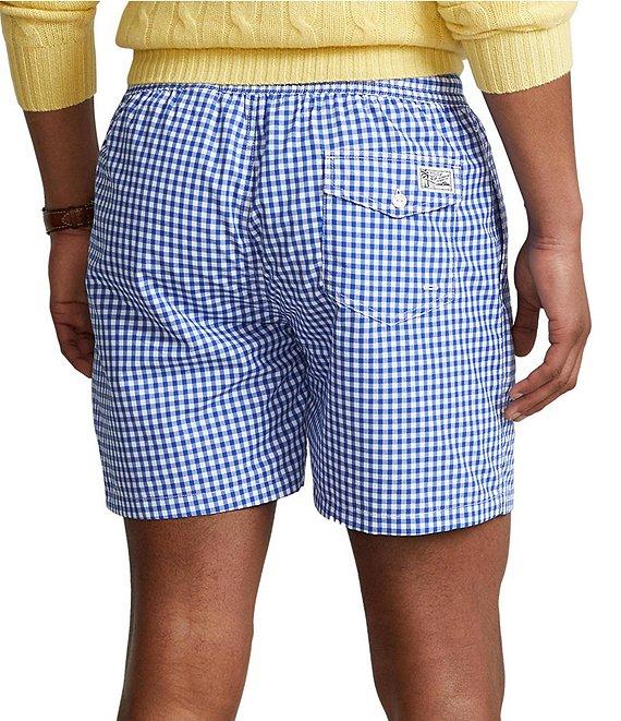 Polo Ralph Lauren 5.75#double; Inseam Traveler Classic Gingham Swim Trunks Product Image