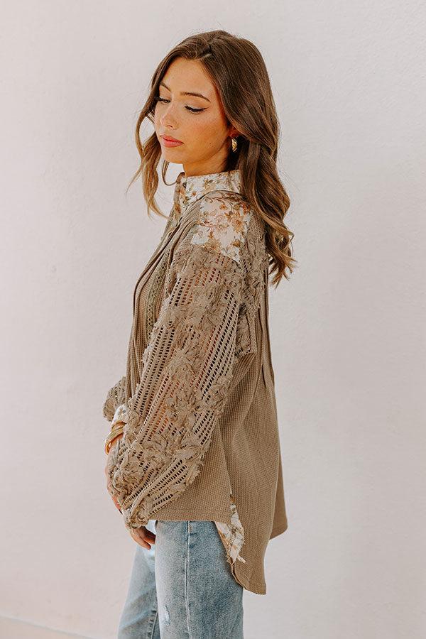 Small Town Cafe Waffle Knit Top Product Image