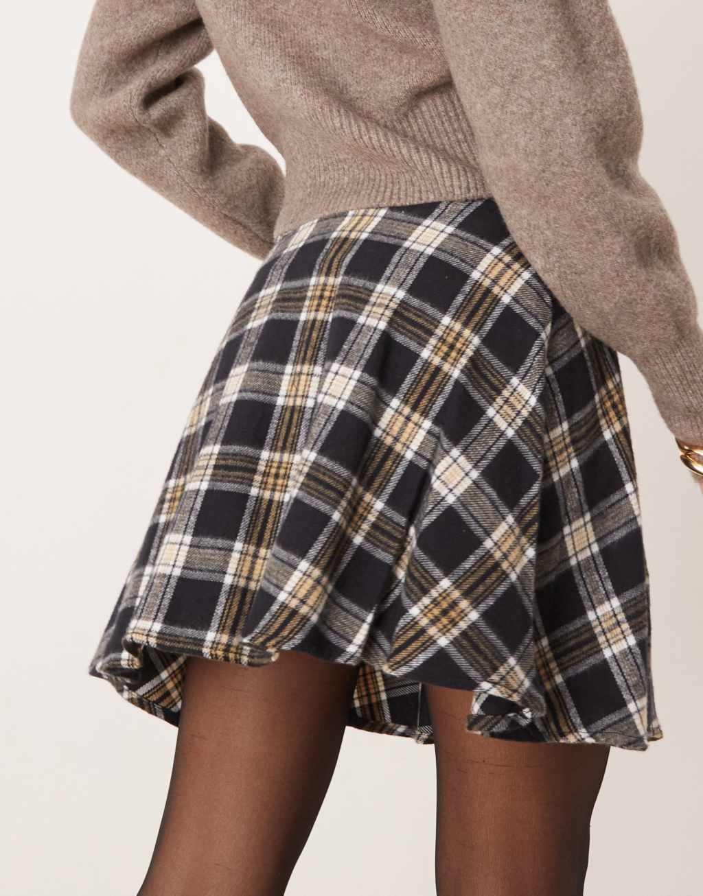 ASOS DESIGN flippy mini skirt in black check Product Image