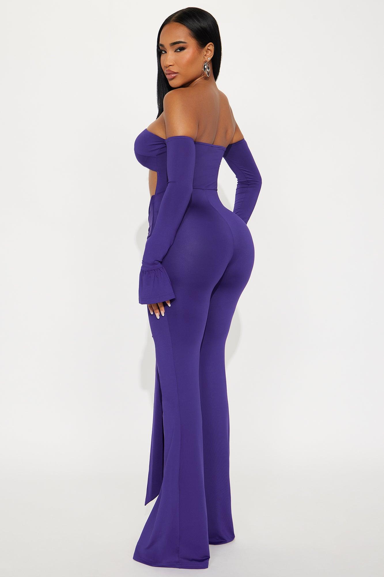 Khloe Flare Leg Jumpsuit - Plum Female Product Image