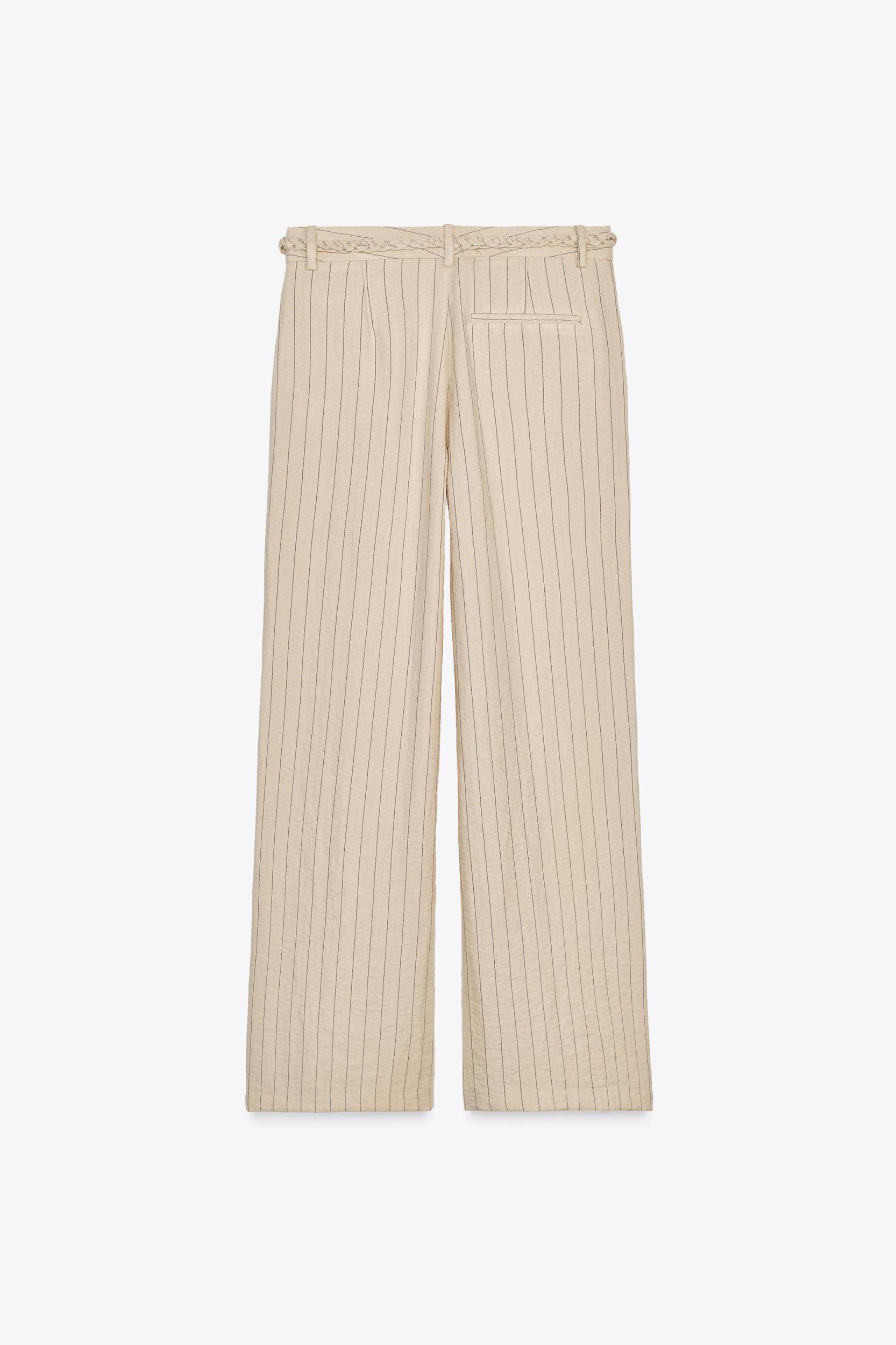 STRIPED PANTS WITH BRAIDED BELT Product Image