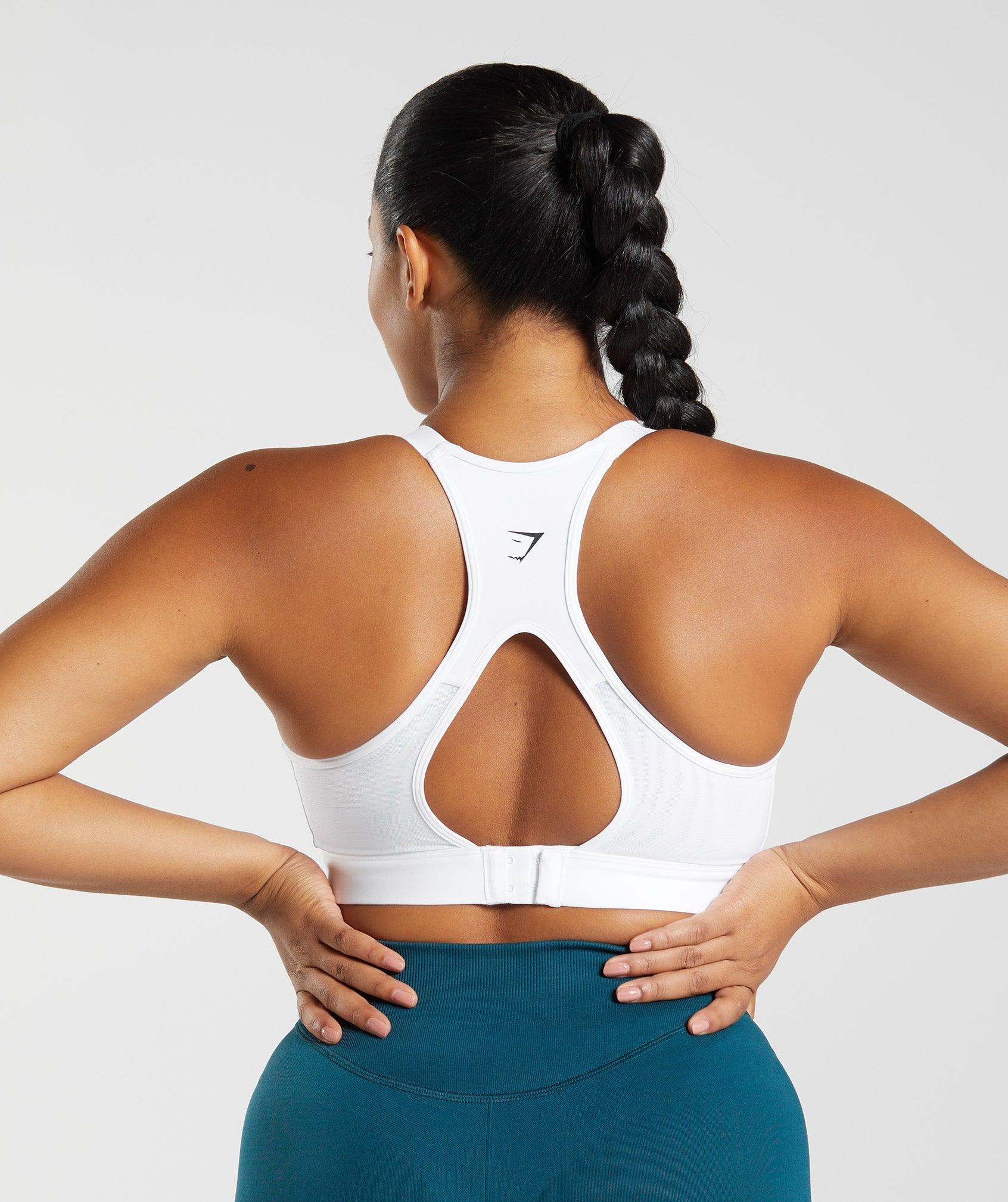 Gymshark Cut Out Back High Support Sports Bra, B/C-E/F - White Female Product Image