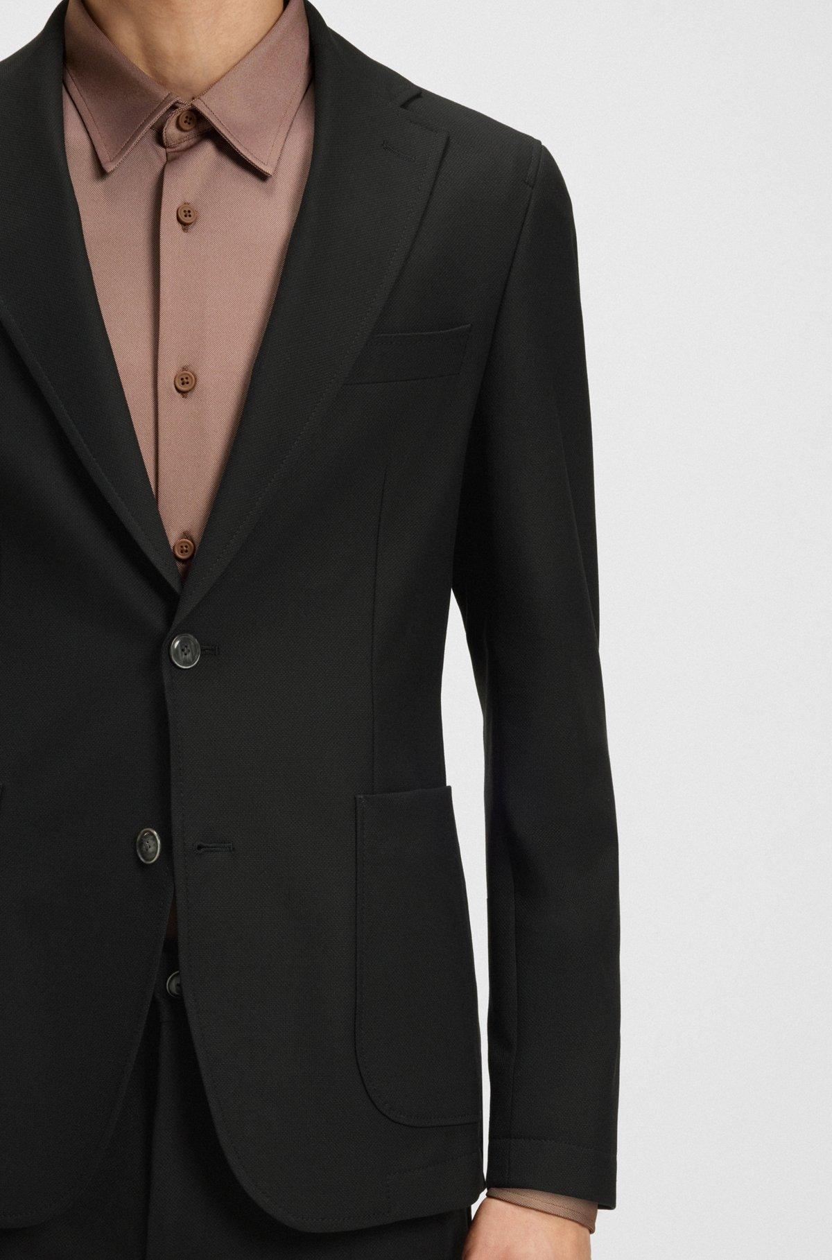 BOSS - Slim-fit jacket in machine-washable stretch fabric - Black Product Image