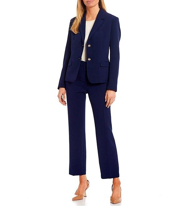 Kasper Sophie Two Button Notch Lapel Long Sleeve Crepe Blazer Product Image